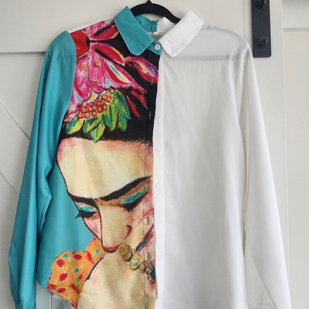 Beautiful Frida Kahlo Blouse with Vibrant Design